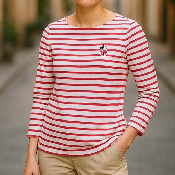 Gap Disney Modern Stripe Ballet-Back Red & White Stripe T-Shirt Women's Size L - Picture 12 of 12